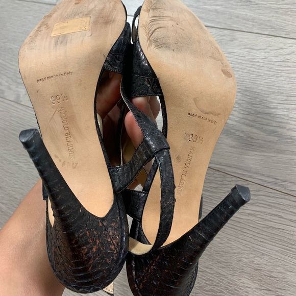 Manolo Blahnik Alligator Animal Print Slingback Sandal Heels - Picture 10 of 13